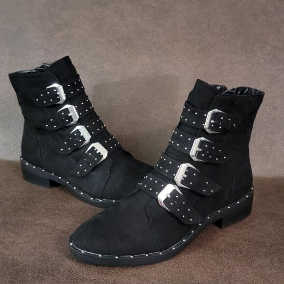 Bar III Women's Margo Black Buckled Suede Ankle Booties 5.5 M NIB - Picture 8 of 12